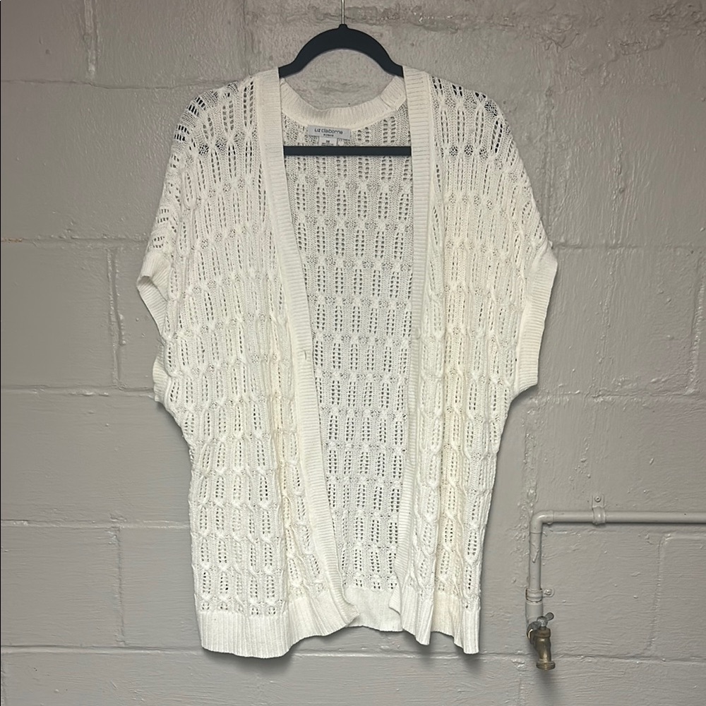 White Open Knit Cardigan